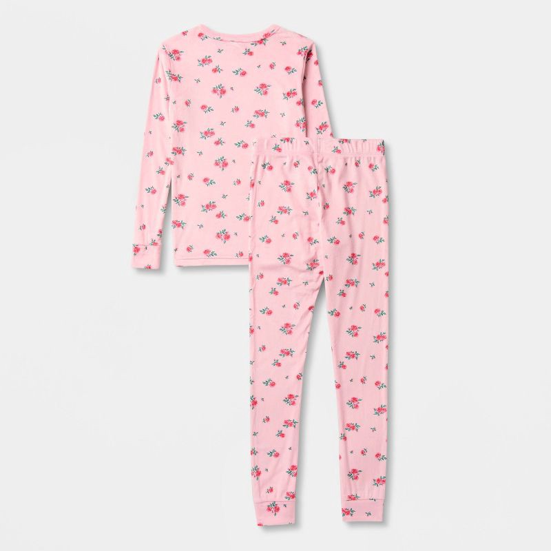 slide 2 of 3, Kids' Long Sleeve Snuggly Soft Pajama Set - Cat & Jack™ Pink 6, 1 ct