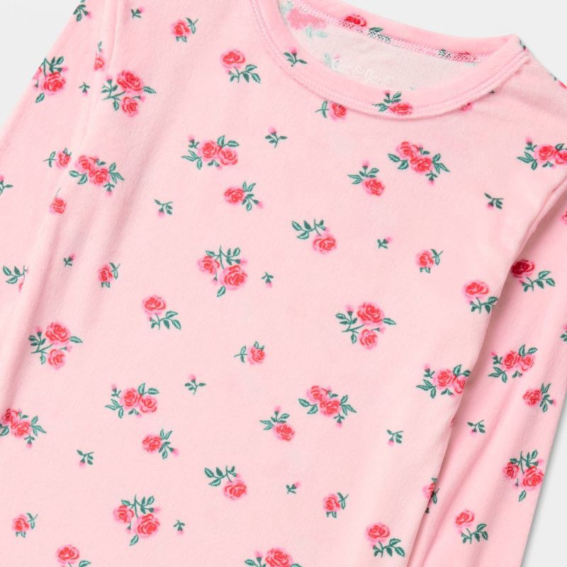 slide 3 of 3, Kids' Long Sleeve Snuggly Soft Pajama Set - Cat & Jack™ Pink 10, 1 ct