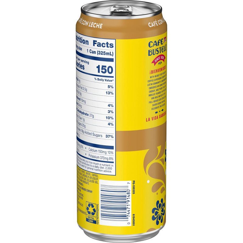 slide 4 of 6, Cafe Bustelo Cafe Con Leche Espresso Style Beverage with Milk - 11 fl oz, 11 fl oz
