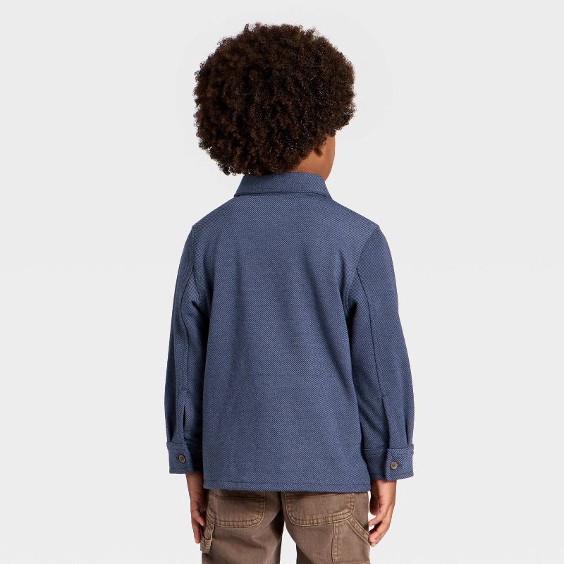 slide 2 of 3, Toddler Boys' Long Sleeve Button-Up Shirt - Cat & Jack™ Navy Blue 2T, 1 ct
