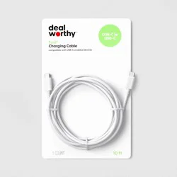 10ft USB-C to USB-C Cable - dealworthy™ White