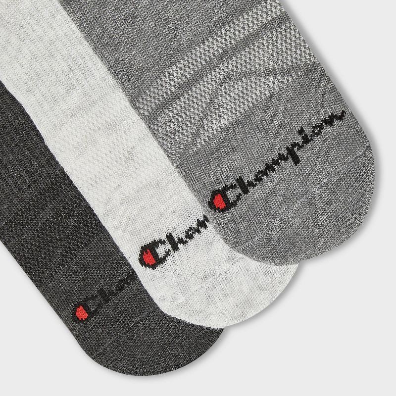 slide 2 of 4, Champion Iconic Essentials Men's 6pk Cushion Quarter Socks - Gray 6-12, 6 ct