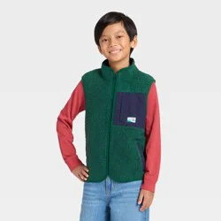Boys' Zip-Up Vest Coat - Cat & Jack™ Dark Teal Green L
