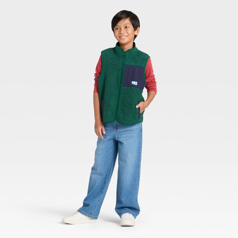 slide 3 of 3, Boys' Zip-Up Vest Coat - Cat & Jack™ Dark Teal Green XL, 1 ct