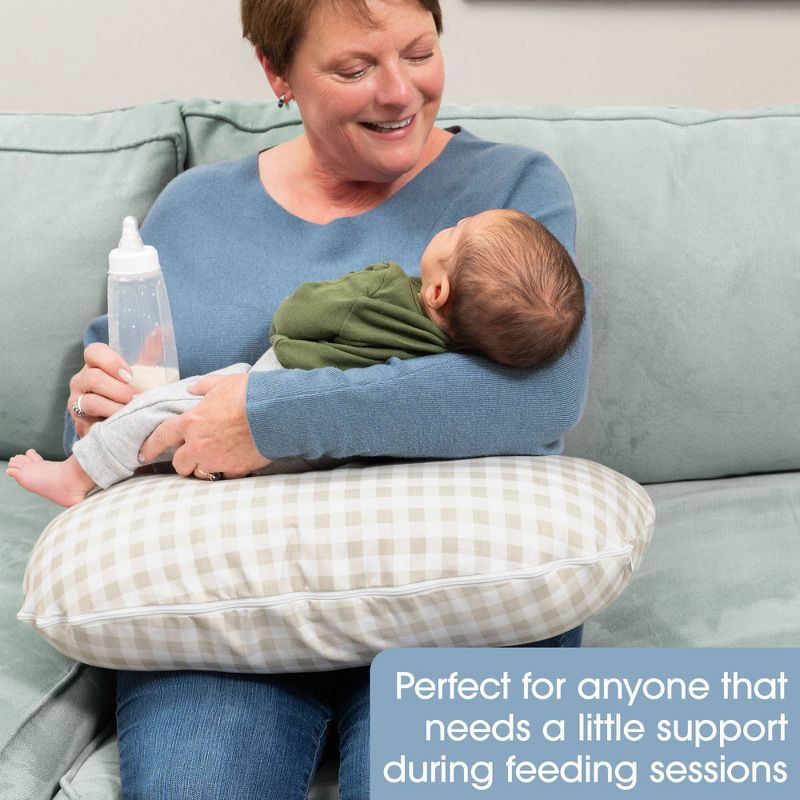 slide 2 of 7, Boppy momkind Nursing Pillow - Taupe Gingham Check, 1 ct