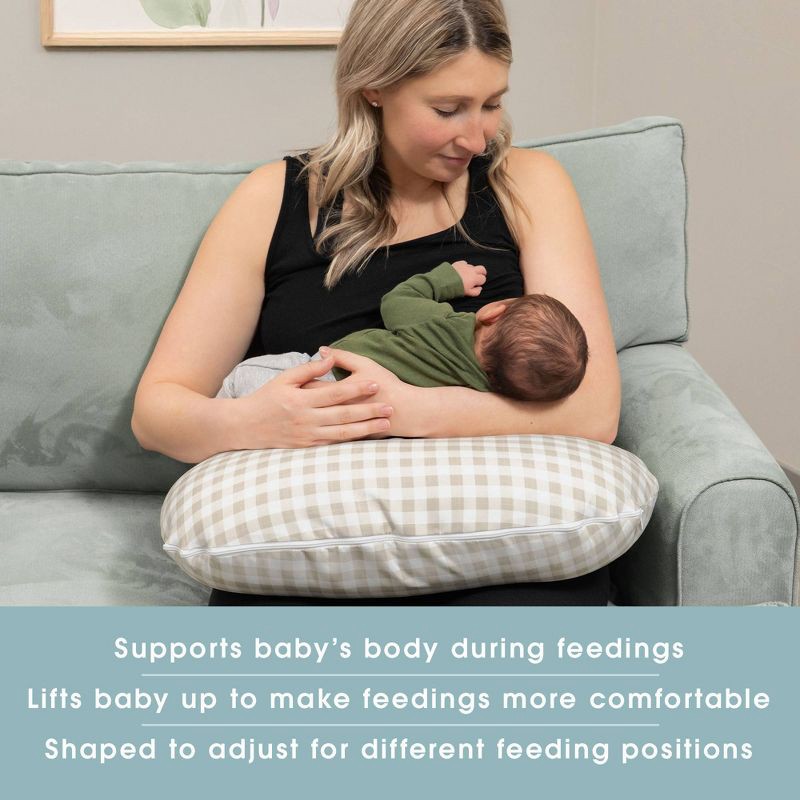 slide 3 of 7, Boppy momkind Nursing Pillow - Taupe Gingham Check, 1 ct