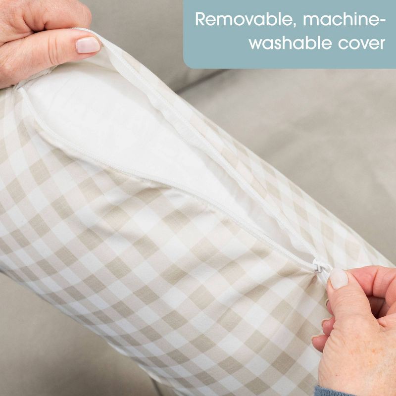slide 4 of 7, Boppy momkind Nursing Pillow - Taupe Gingham Check, 1 ct