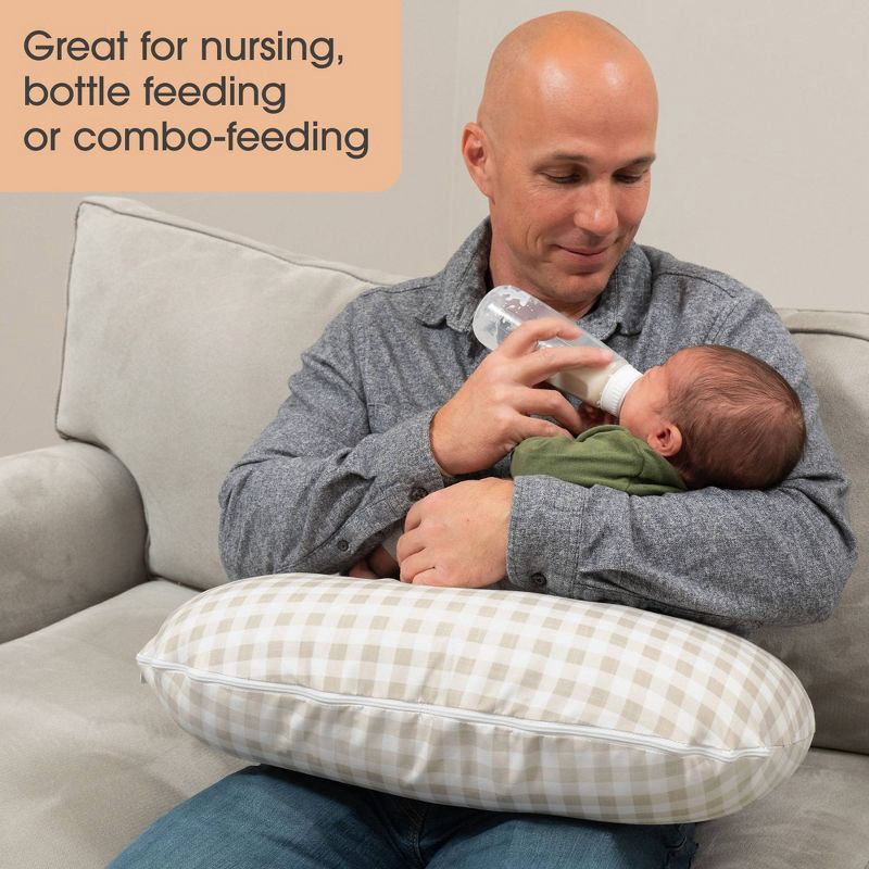 slide 6 of 7, Boppy momkind Nursing Pillow - Taupe Gingham Check, 1 ct