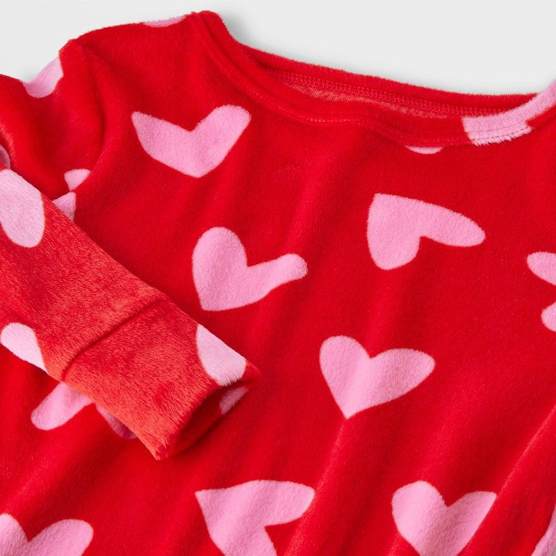 slide 3 of 4, Toddler 2pc Hearts Snuggly Soft Pajama Set - Cat & Jack™ Red 18M, 2 ct