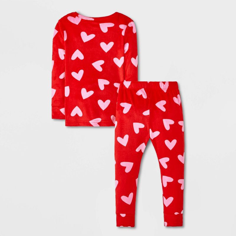 slide 2 of 4, Toddler 2pc Hearts Snuggly Soft Pajama Set - Cat & Jack™ Red 2T, 2 ct