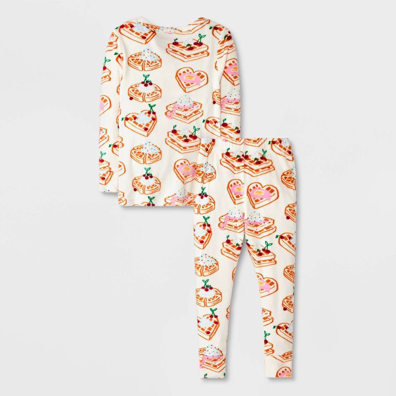 slide 2 of 4, Toddler 2pc Waffles Snuggly Soft Pajama Set - Cat & Jack™ Cream 3T, 2 ct