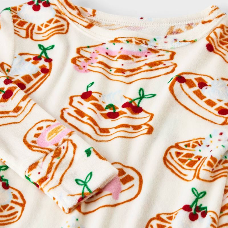 slide 3 of 4, Toddler 2pc Waffles Snuggly Soft Pajama Set - Cat & Jack™ Cream 3T, 2 ct