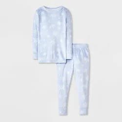 Toddler 2pc Snowflake Snuggly Soft Pajama Set - Cat & Jack™ Light Blue 18M