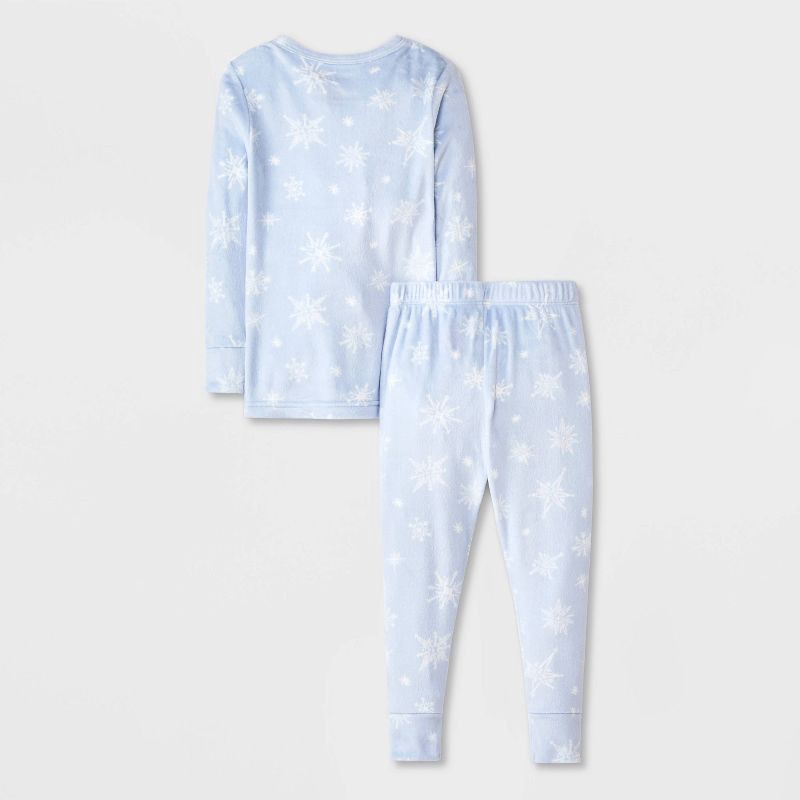 slide 2 of 4, Toddler 2pc Snowflake Snuggly Soft Pajama Set - Cat & Jack™ Light Blue 3T, 2 ct