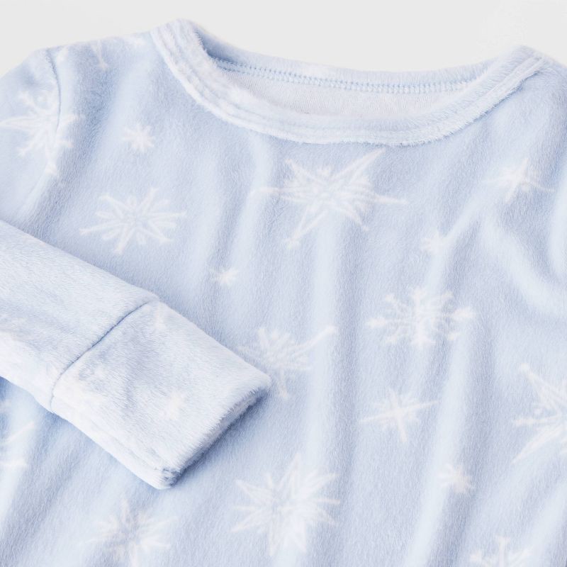 slide 3 of 4, Toddler 2pc Snowflake Snuggly Soft Pajama Set - Cat & Jack™ Light Blue 4T, 2 ct