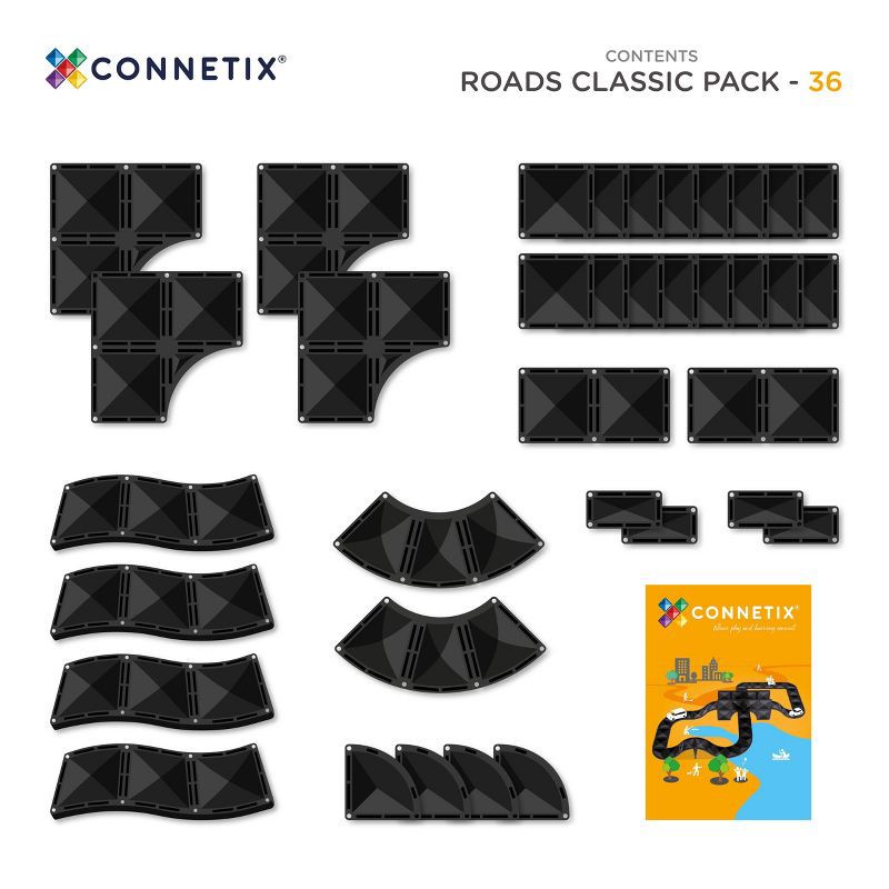 slide 8 of 9, CONNETIX Magnetic Tiles Roads Classic Pack Building Blocks 36pc, 36 ct