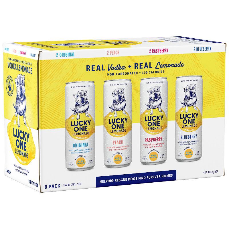 slide 1 of 8, Lucky One Lemonade Variety Vodka 8pk/355ml, 8 ct, 355 ml