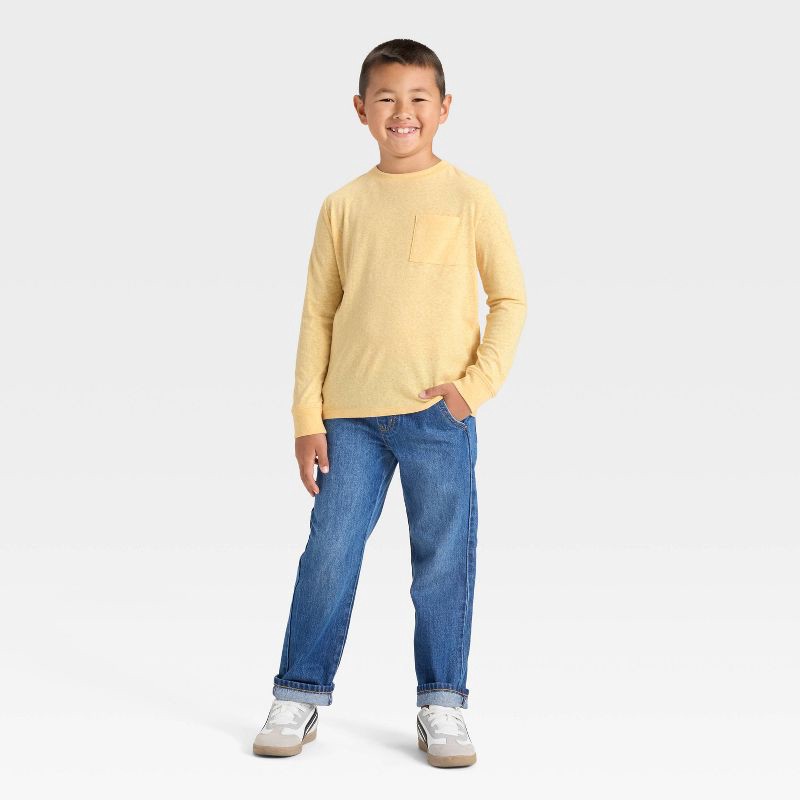 slide 3 of 3, Boys' Long Sleeve T-Shirt - Cat & Jack™ Gold S, 1 ct