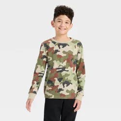 Boys' Long Sleeve Camo T-Shirt - Cat & Jack™ Khaki S