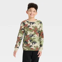 Boys' Long Sleeve Camo T-Shirt - Cat & Jack™ Khaki L