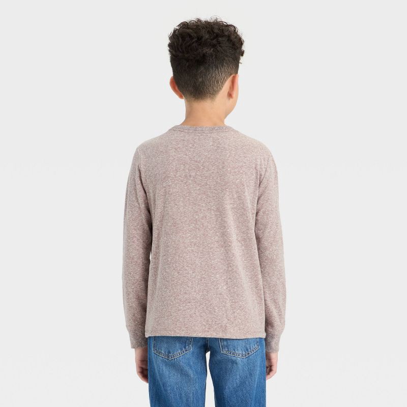 slide 2 of 3, Boys' Long Sleeve T-Shirt - Cat & Jack™ Dark Brown M, 1 ct