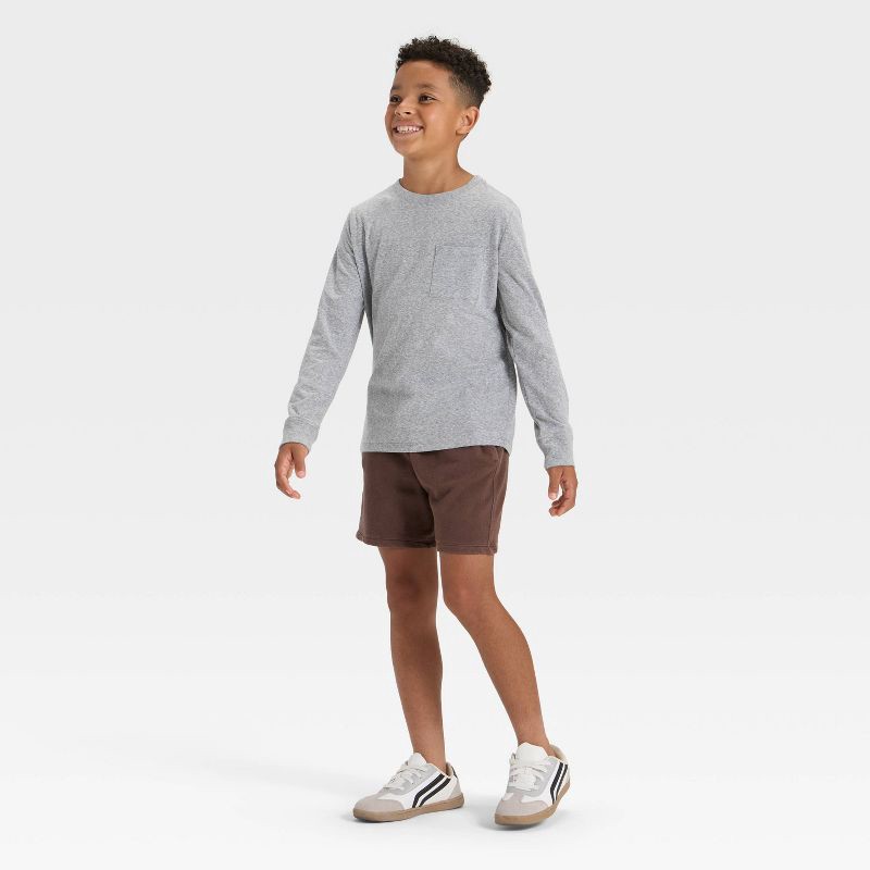 slide 3 of 3, Boys' Long Sleeve T-Shirt - Cat & Jack™ Light Gray L, 1 ct