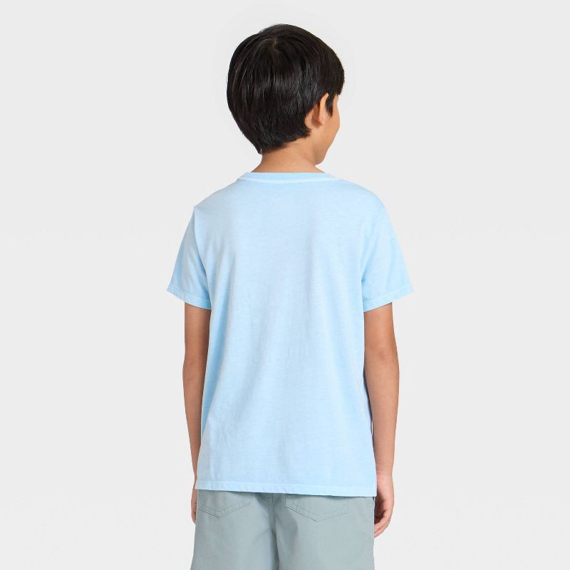 slide 2 of 3, Boys' Short Sleeve Washed Pocket T-Shirt - Cat & Jack™ Light Aqua Blue S, 1 ct