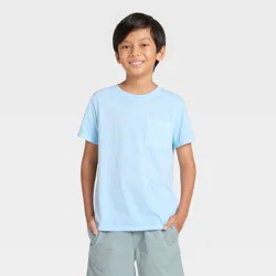 Boys' Short Sleeve Washed Pocket T-Shirt - Cat & Jack™ Light Aqua Blue M