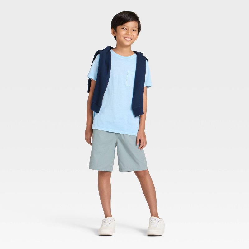 slide 3 of 3, Boys' Short Sleeve Washed Pocket T-Shirt - Cat & Jack™ Light Aqua Blue L, 1 ct