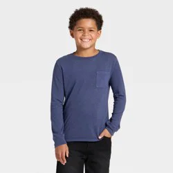 Boys' Long Sleeve Washed Pocket T-Shirt - Cat & Jack™ Blue M