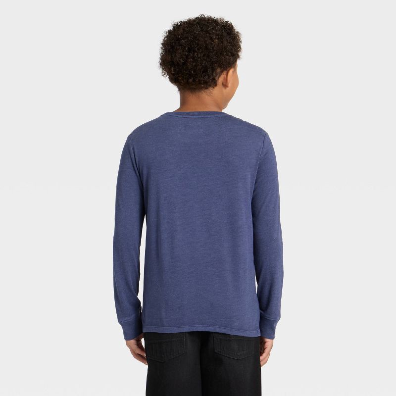 slide 2 of 3, Boys' Long Sleeve Washed Pocket T-Shirt - Cat & Jack™ Blue L, 1 ct