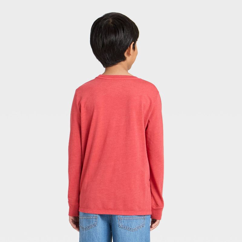 slide 2 of 3, Boys' Long Sleeve Washed Pocket T-Shirt - Cat & Jack™ Red S, 1 ct
