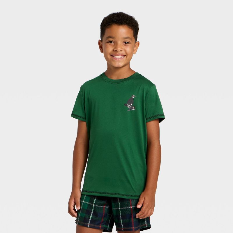 slide 3 of 4, Boys' 2pc Plaid Short Sleeve Holiday Pajama Set - Cat & Jack™ Green L, 2 ct