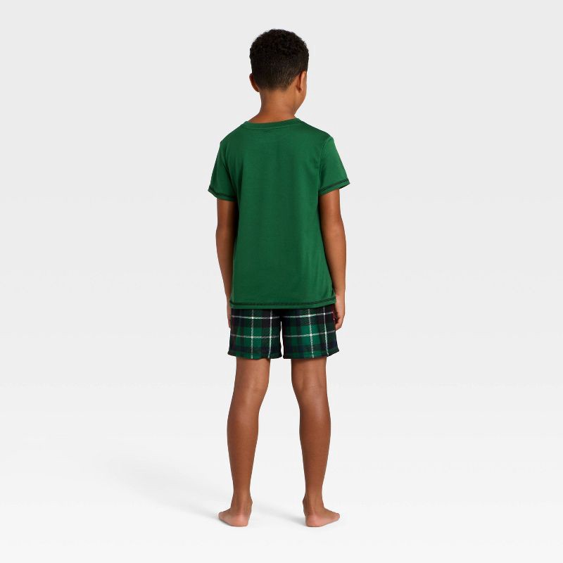 slide 2 of 4, Boys' 2pc Plaid Short Sleeve Holiday Pajama Set - Cat & Jack™ Green XL, 2 ct