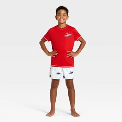 Boys' 2pc Striped Short Sleeve Christmas Pajama Set - Cat & Jack™ Red S