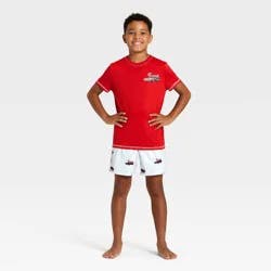 Boys' 2pc Striped Short Sleeve Christmas Pajama Set - Cat & Jack™ Red L