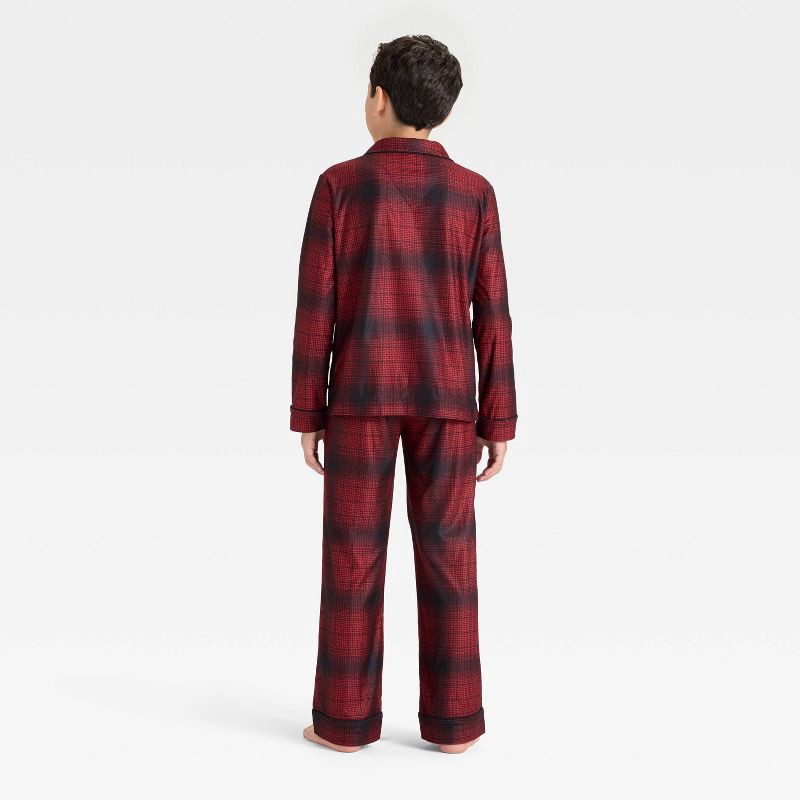 slide 2 of 4, Boys' 2pc Plaid Holiday Long Sleeve Button-Down Pajama Set - Cat & Jack™ Red XL, 2 ct
