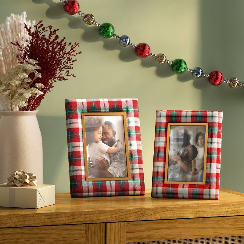slide 2 of 4, 5"x7" Plaid Picture Frame - Threshold™, 1 ct