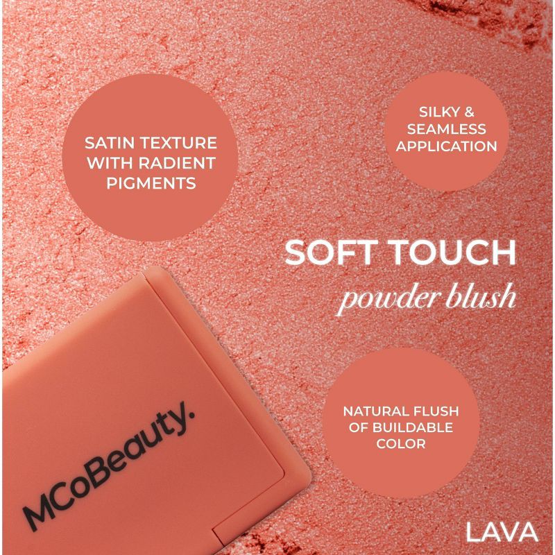 slide 6 of 9, MCoBeauty Soft Touch Powder Blush - Lava/Deep Peach - 0.16oz, 0.16 oz