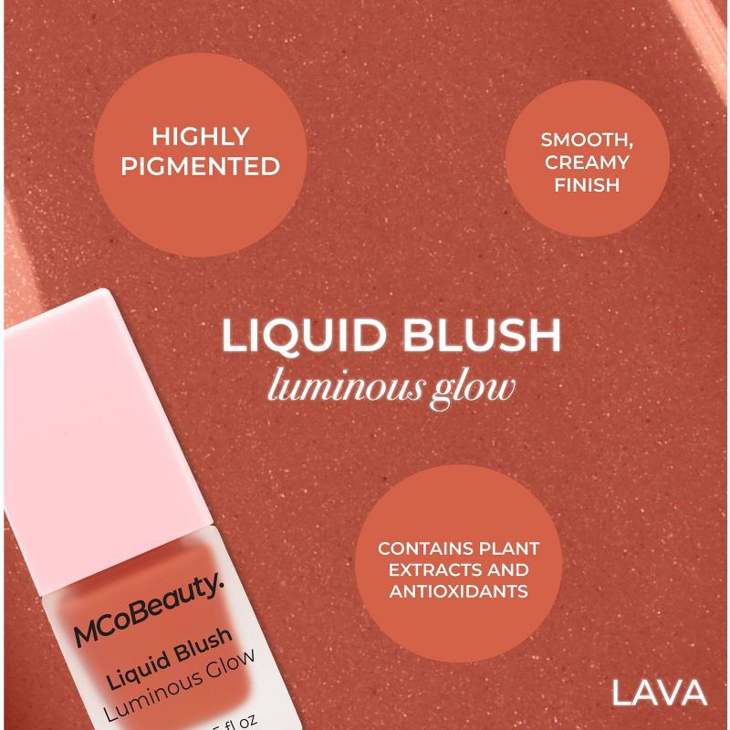 slide 7 of 9, MCoBeauty Liquid Blush Luminous Glow - Lava/Warm Coral - 0.5 fl oz, 0.5 fl oz