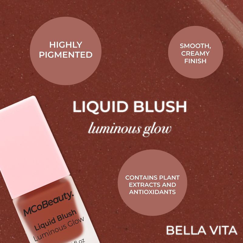 slide 7 of 9, MCoBeauty Liquid Blush Luminous Glow - Bella Vita/Dusty Rose - 0.5 fl oz, 0.5 fl oz