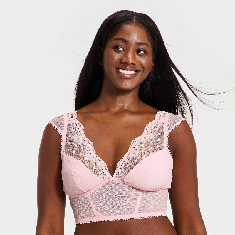 slide 4 of 5, Women's Heart Lace Bra Top - Wild Fable™ Light Pink M, 1 ct