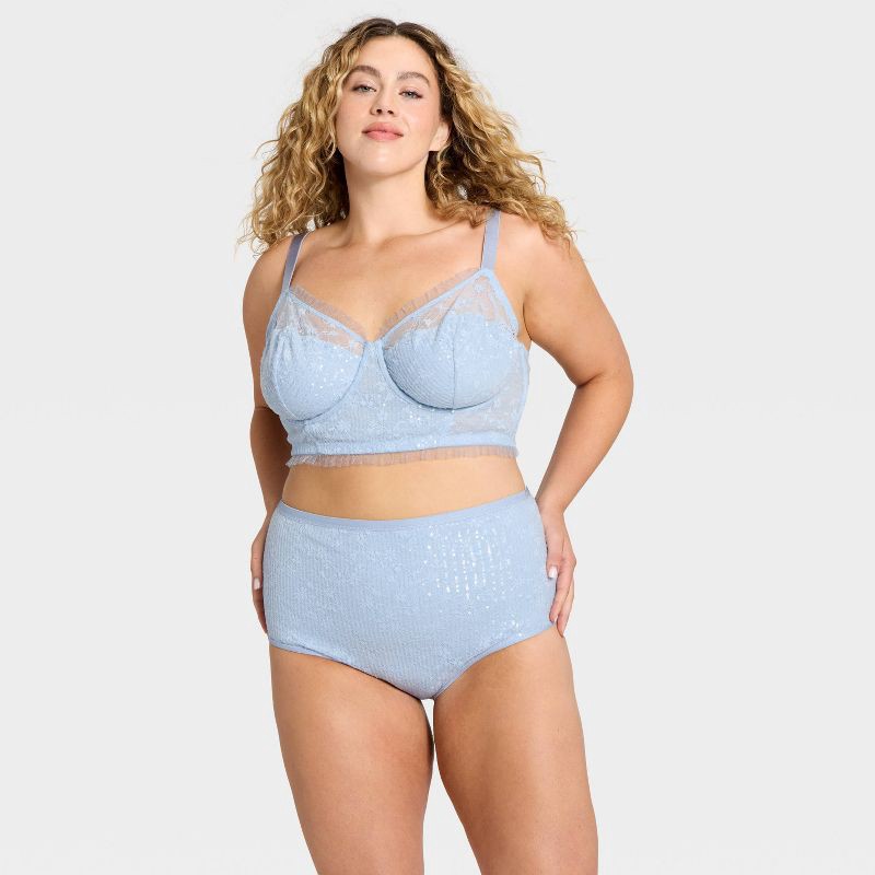 slide 3 of 3, Women's Sequin Lace Corset - Wild Fable™ Light Blue XXL, 1 ct
