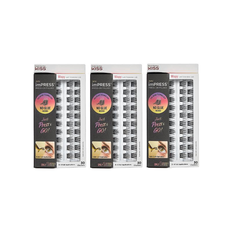 slide 1 of 7, KISS Products imPRESS Self Adhesive False Eyelashes Kit - Wispy - 90ct, 90 ct