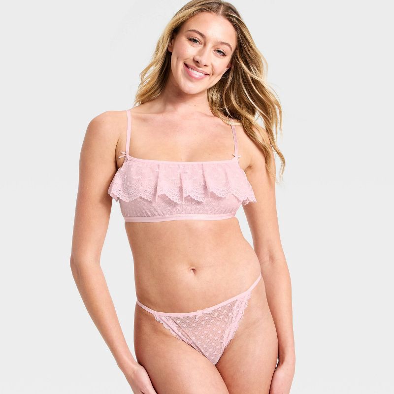 slide 3 of 5, Women's Heart Lace Bralette & Cheeky Set - Wild Fable™ Light Pink S, 1 ct