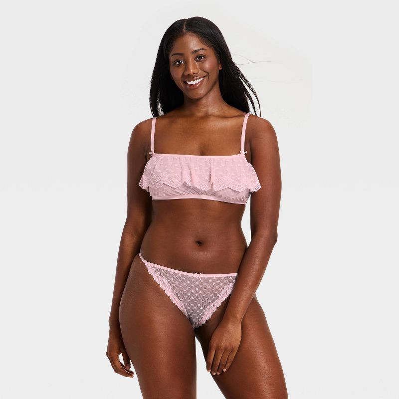 slide 4 of 5, Women's Heart Lace Bralette & Cheeky Set - Wild Fable™ Light Pink S, 1 ct