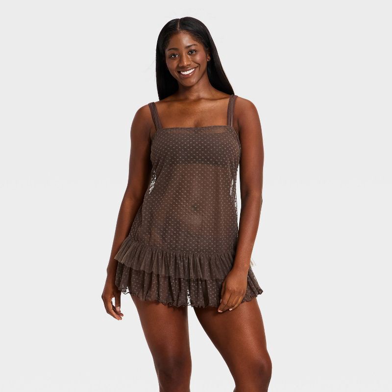 slide 4 of 5, Women's Heart Lace Slip Dress - Wild Fable™ Brown XXS, 1 ct