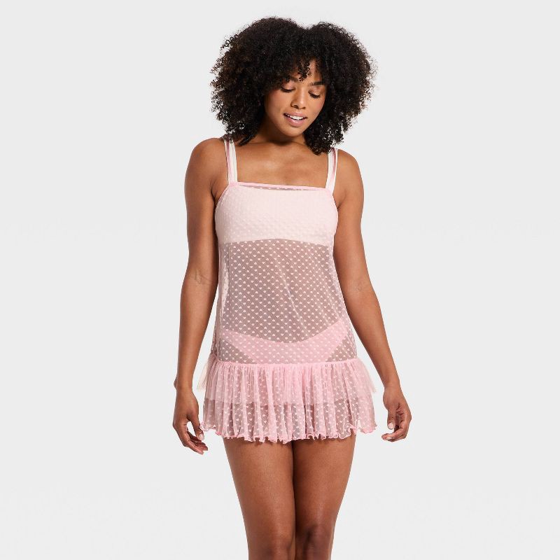 Women's Heart Lace Slip Dress - Wild Fable Light Pink L 1 ct | shipt