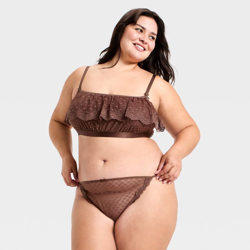 slide 3 of 3, Women's Heart Lace Bralette & Cheeky Set - Wild Fable™ Brown XXL, 1 ct