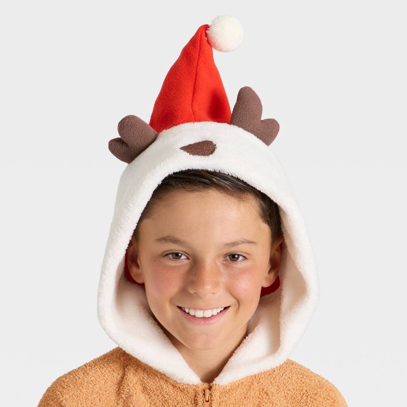 slide 3 of 3, Boys' Holiday Reindeer Union Suit - Cat & Jack™ Brown XS, 1 ct